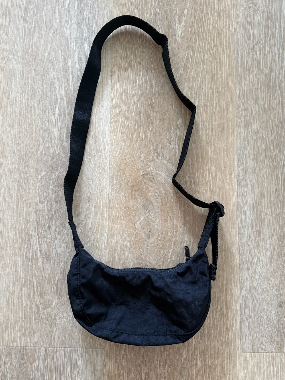 BAGGU Black Mini Crescent Crossbody Bag